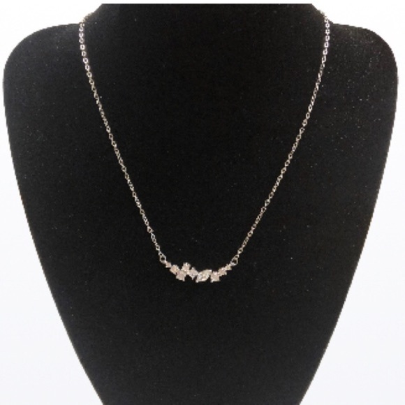 Round Square and Marquise cut Cubic Zirconias on 18” Chain Collar Necklace - Picture 6 of 10